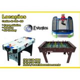 Locação mesa de Pebolim, Air Hokey e cama elástica