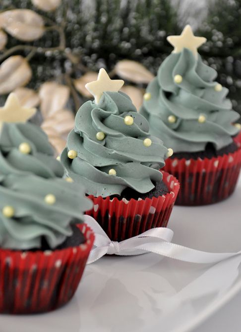 cupcake-arvore-natal Cupcake com Decoração de Natal