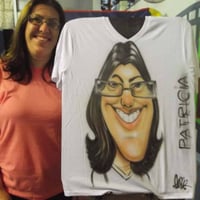Caricaturas ao vivo em camisetas para festas eventos, casamentos, e aniversários.