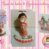 Topo Anjinha de Biscuit para baizado + lembrancinhas.medindo 10 cm.