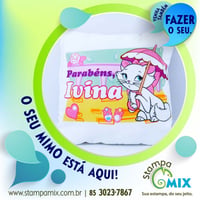 Almofada 40x40cm, sublimação localizada, frente.