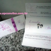 CONVITE MINI CHARME, COM LAÇO CHANNEL, ARTE CONFORME GOSTO DO CLIENTE.TAMANHO 10X21