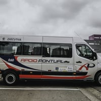 Van executiva com capacidade para 15 passageiros, ar condicionado, dvd, tela LCD de 21", sinton