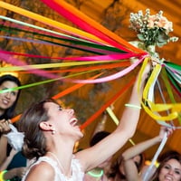 Bouquet de fitas para a festa