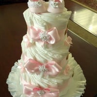 BOLO DE FRALDAS TOPO SAPATINHO 3 ANDARES MENINA