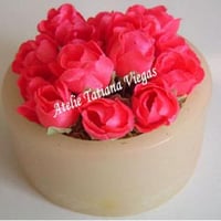 Cachepo com mini rosa artificial