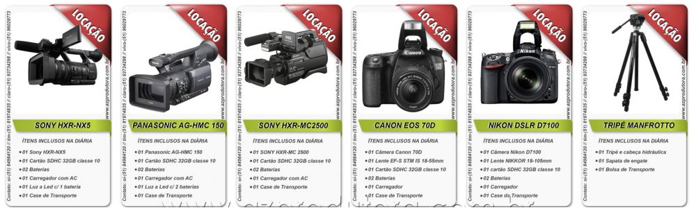 Locação de Equipamentos para Vídeo e Foto - Porto Alegre/RS