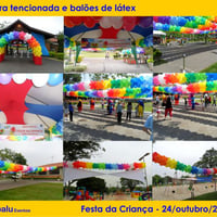 Lycra tencionada e balões de látex