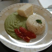 Bacalhau com Creme de ervilhas Frescas