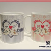 Canecas de porcelana personalizadas - Tema borda de casamento