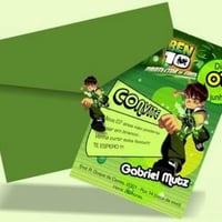 Convite do Ben 10 com Envelope R$ 2,00 (mínimo 50 unid)