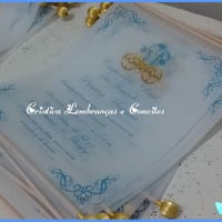 Convite Pergaminho Carruagem
Lacinho + tag
Tamanho 19x29cm
Quantidade minima 20 unidades.