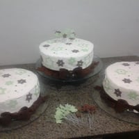 Bolo 15 anos trio verde agua