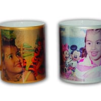 caneca de porcelana cilindrica ouro / prata
