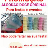 Algodão doce embalado e no potinho para festas eventos, lembrancinhas etc