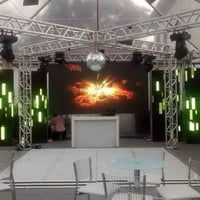 pista de LED, painel de LED, estrutura em X, tenda cristal
