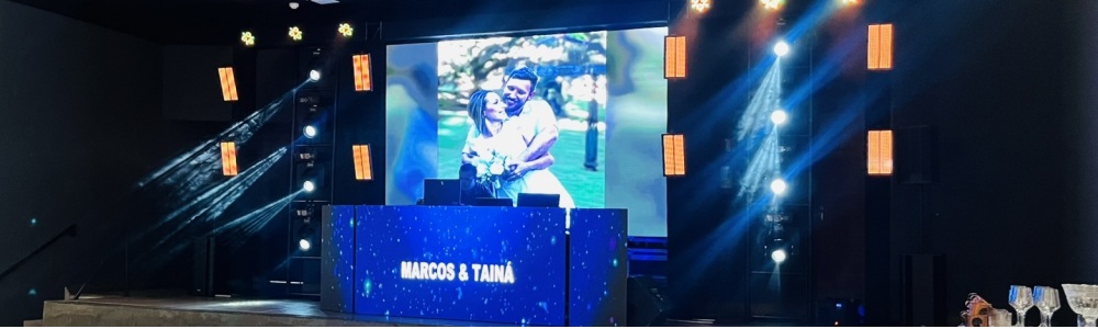 Dj, som, luz, painel de led, pista paris, projetor, telão, plataforma 360 e locações de equipamentos