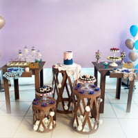 Festa unissex, sem sexo. Moveis rústicos, crochê tons azul, rosa e lilás. Chá revelação, boho chic.