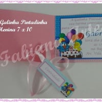 Convite galinha Pintadinha Menina (tamanho 7x10) Dentro