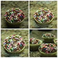 CupCake de chocolate com recheio e cobertura de brigadeiro.