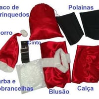 Papai Noel: cetim e pelúcia Kit completo. Tam: Único: R$ 86,90 GG: R$ 99,99