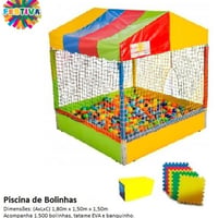 Piscina de Bolinhas de vários tamanhos:
1,00 x 1,00 mts
1,25 x 1,25 mts
1,50 x 1,50 mts
2,00 x
