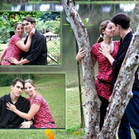 Uma montagem com fotos externa oferece tambem opçoes românticas para o casal.