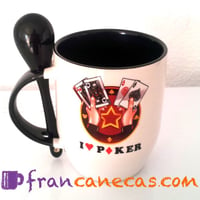 Caneca Personalizada I Love Poker com colher na alça