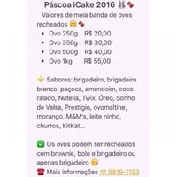 Cardápio da Páscoa 2016 atualizado!