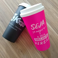 Copo Eco com tampa Buck (café) Personalizado. Modelos de 250ml, 400ml e de 600ml. Diversas opções de