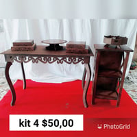 Kit 4 rustico
Mesa 1.20
1 armário
3 bandejas
1 porta bolo
1 porta bala