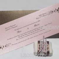 Convite e Bem Casado - linha Rosa e Marrom
