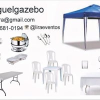 Mesa Cadeira Toalhas Pratos Jantas Sobre Mesa Rechaud Louça Tenda Pranchão