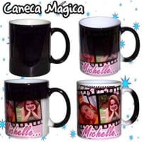 Caneca Mágica Cerâmica Preta 325ml Personalizada R$ 35,00