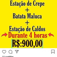 Crepe, Batata e Caldos. Aceito cartão.