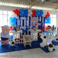 Ursinho Marinheiro - Decoração provençal simples para festa de 1 aninho