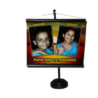 Banner de mesa personalizado com foto ou logotipo da sua empresa