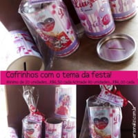 Cofrinhos personalizados com o tema da festa logo da empresa...