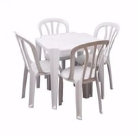 Conjunto de mesa plástica quadrada com 4 cadeiras plástica sem braço