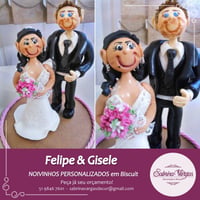 Procurando por estilo e personalização para os detalhes de seu casamento?
Noivinhos e topos de bolo