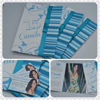 Convite de 15 anos - Convite Personalizado no tema da sua festa com fita de cetim e strass.