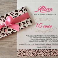 Convite artesanal 15 anos - onça