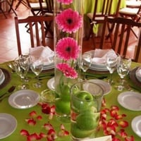 Mesa de Festa Verde e Rosa
